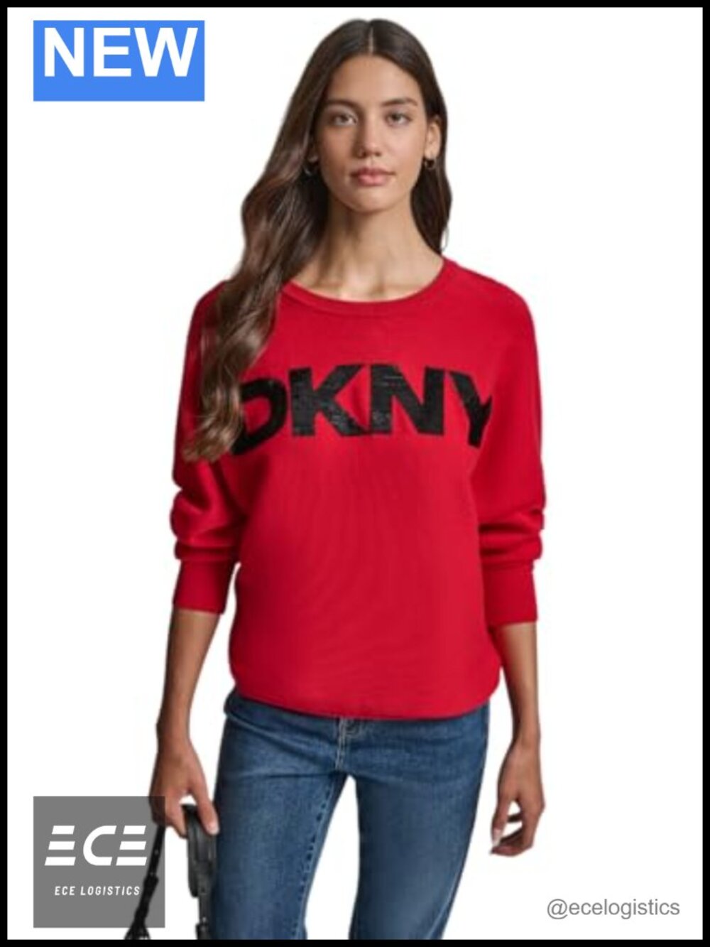 Long Sleeve Crew Neck Logo Pullover Sweater 100% Cotton